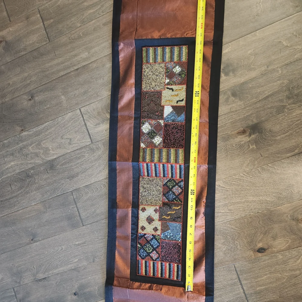 Pink and Black Quilted Table Runner with Diamond Patchwork